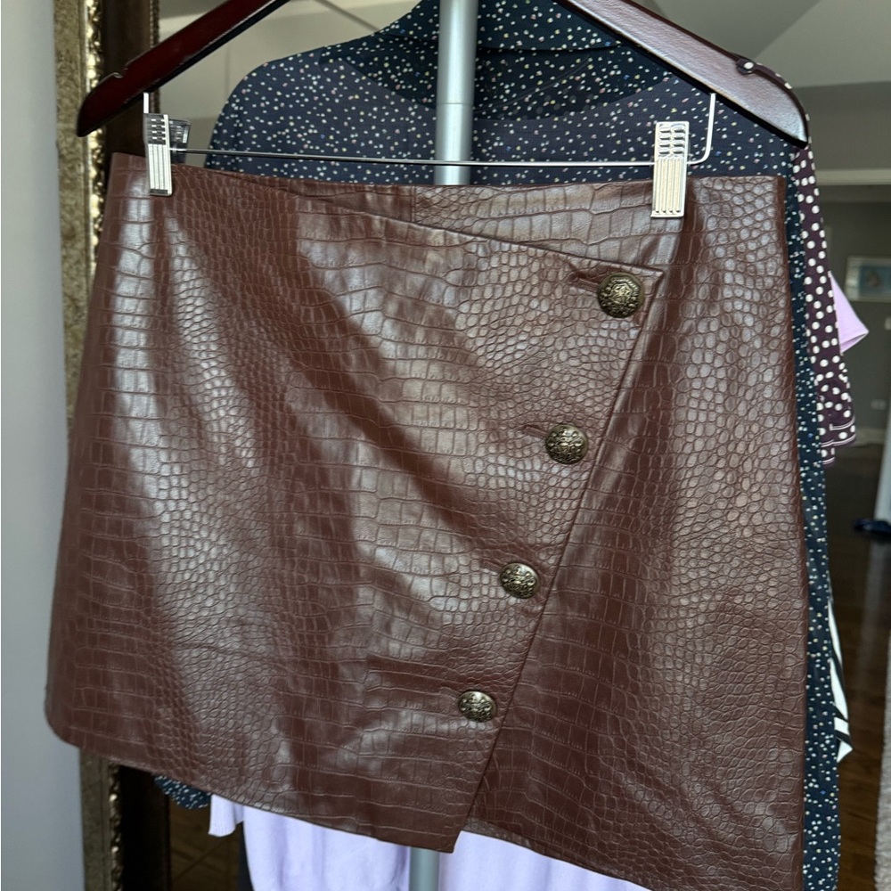 Veronica Beard Brown Wrap Mini Skirt Asymmetrical